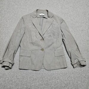 Akris Punto Pin Stripe Blazer Jacket Womens Sz 8 Gray